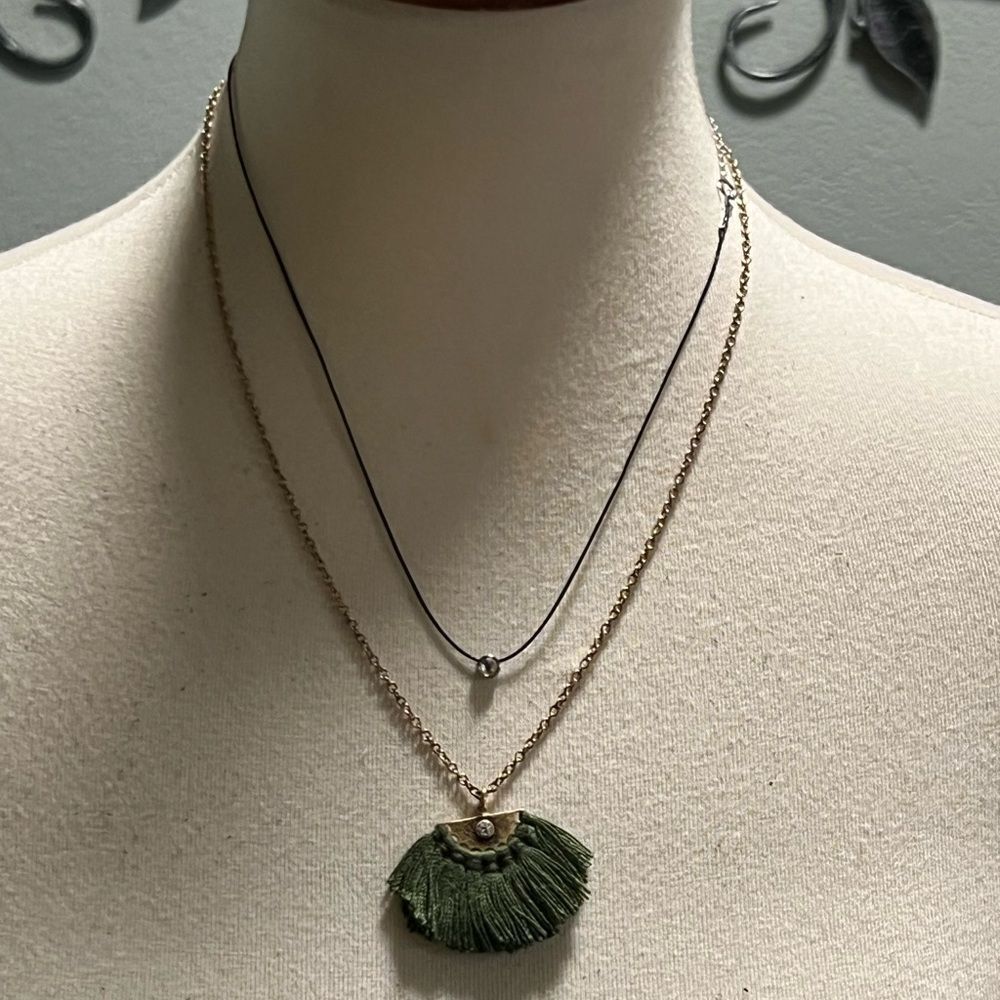 Elegant GreenβTassel Necklace Set #PDNK2